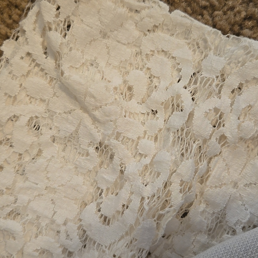 Loft Cream Lace Sleeve Top Size Small - Picture 5 of 8